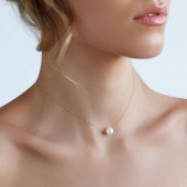 Lănțișor aur roz 14k cu perlă naturală, 37-40 cm DiAmanti PFR09-G_W-G